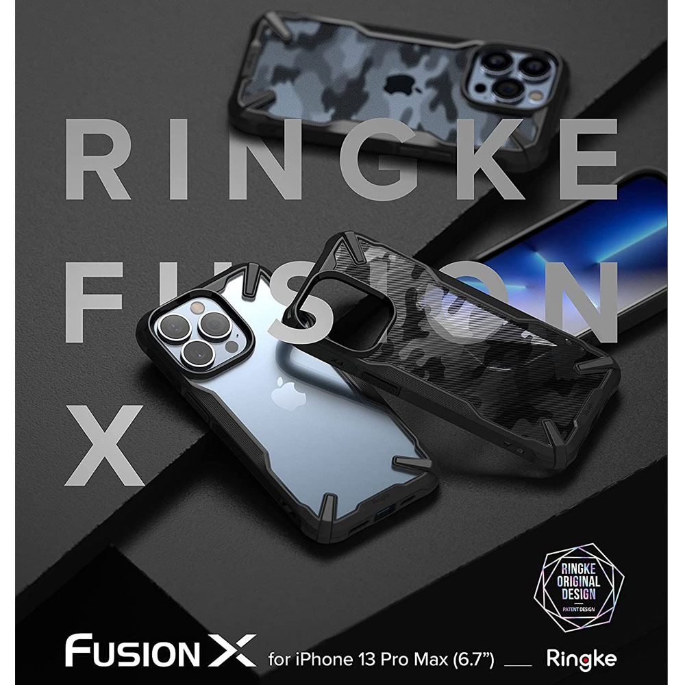 Picture of Apple iPhone 13 Pro Max 6.7 Case | Ringke Fusion X Protection Case for Apple iPhone 13 Pro Max 6.7 (Camo Black)