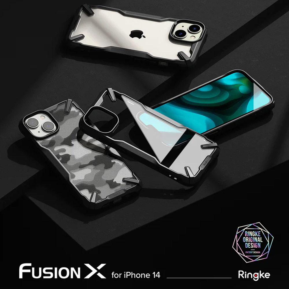 Picture of Apple iPhone 14 6.1 Case | Ringke Fusion X Hybrid PC and TPU Frame Drop Protection Case for Apple iPhone 14 6.1 (Black)