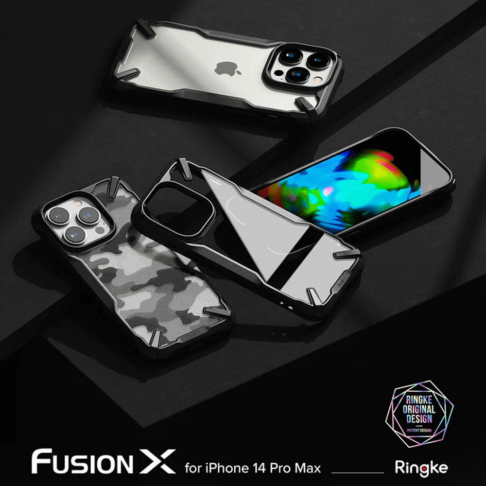 Picture of Apple iPhone 14 Pro Max 6.7 Case | Ringke Fusion X Hybrid PC and TPU Frame Drop Protection Case for Apple iPhone 14 Pro Max 6.7 (Black)