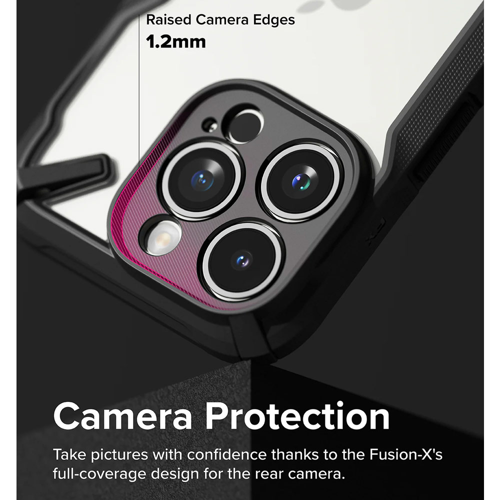 Picture of Apple iPhone 15 Pro Max 6.7 Case | Ringke Fusion X Hybrid PC and TPU Frame Drop Protection Case for Apple iPhone 15 Pro Max 6.7 (Black)