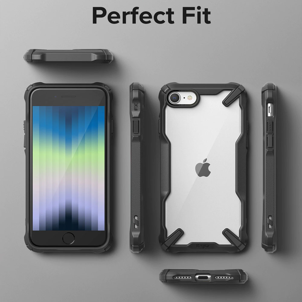 Picture of Apple iPhone 7 4.7 Case | Ringke Fusion X Drop Protection Case for iPhone SE 2020 2022 iPhone 7 iPhone 8 Case (Black)