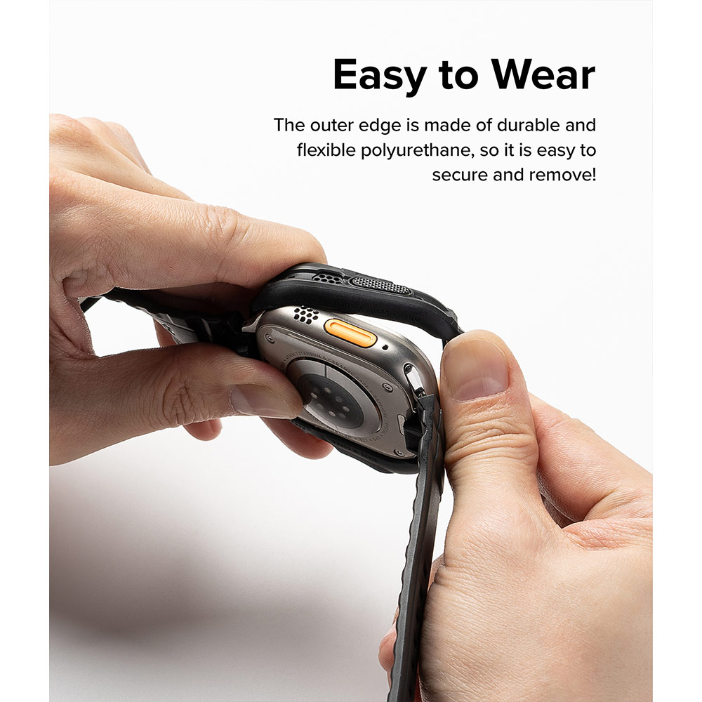 Picture of Apple Watch 49mm	Ultra 3 Case | Ringke Fusion X Guard Protection Case Strap Band for Apple Watch Ultra 49mm (Black White Index)