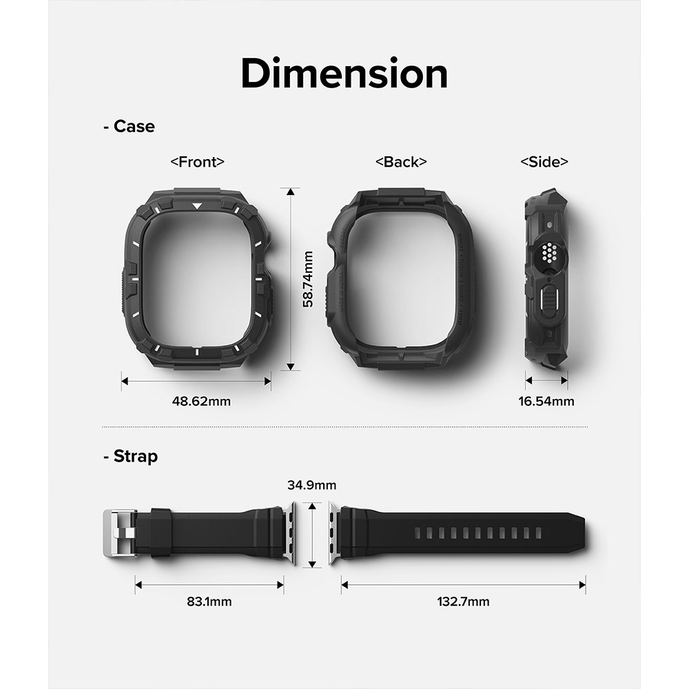 Picture of Apple Watch 49mm	Ultra 3 Case | Ringke Fusion X Guard Protection Case Strap Band for Apple Watch Ultra 49mm (Black White Index)