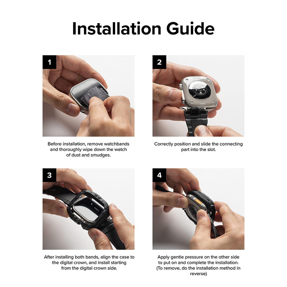 Picture of Apple Watch 49mm	Ultra 3 Case | Ringke Fusion X Guard Protection Case Strap Band for Apple Watch Ultra 49mm (Black White Index)