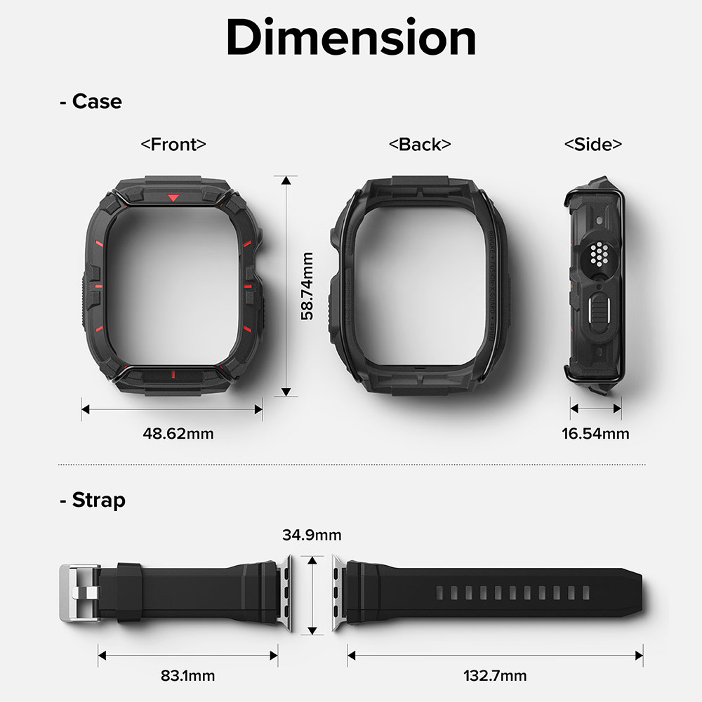 Picture of Apple Watch 49mm	Ultra Case | Ringke Fusion X Guard Protection Case Strap Band for Apple Watch Ultra 49mm (Black Red Index Wired)
