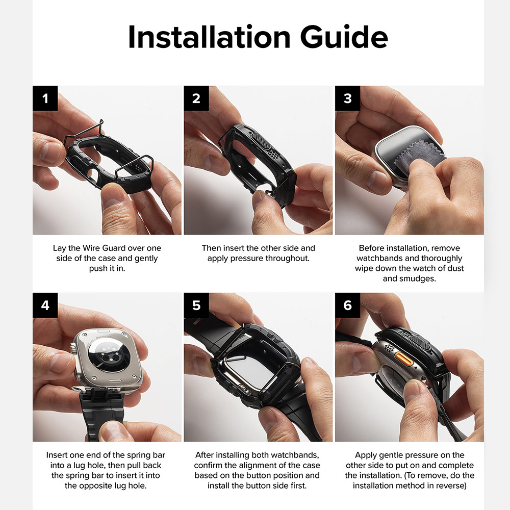 Picture of Apple Watch 49mm	Ultra Case | Ringke Fusion X Guard Protection Case Strap Band for Apple Watch Ultra 49mm (Black Red Index Wired)