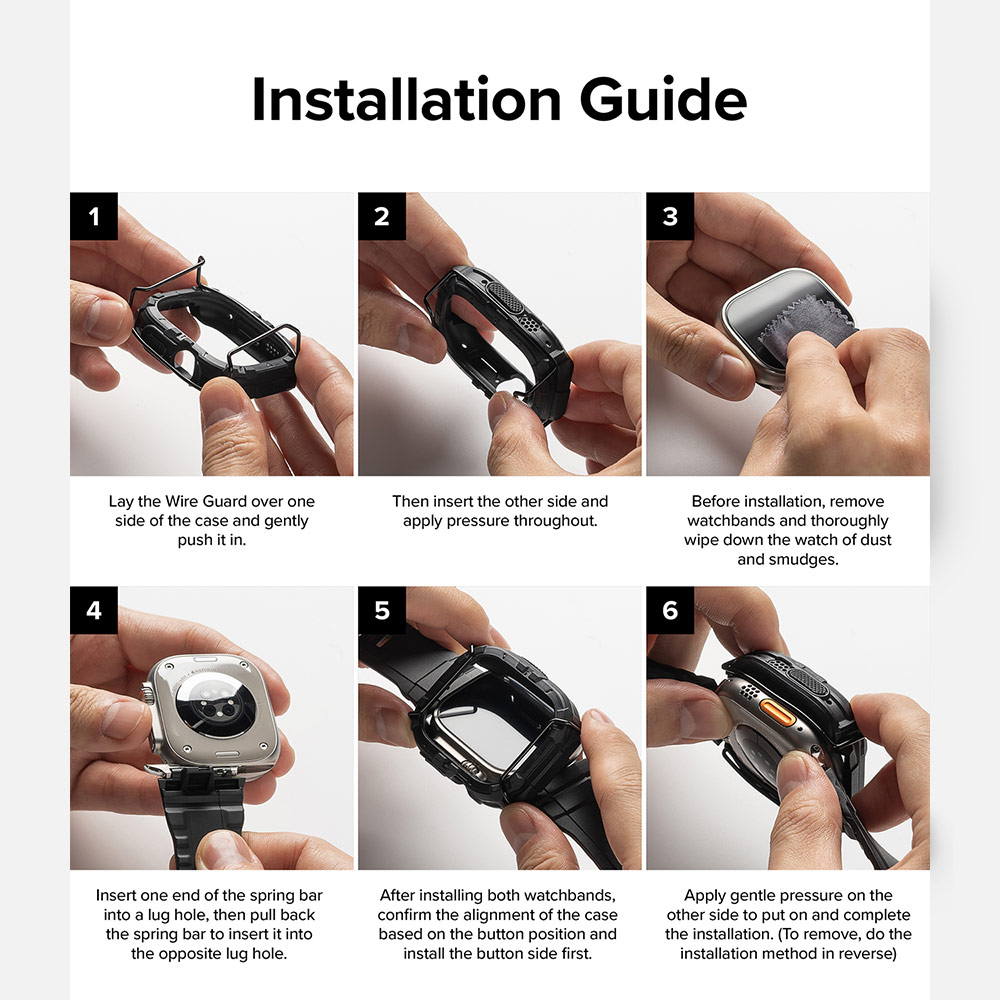 Picture of Apple Watch 49mm	Ultra 3 Case | Ringke Fusion X Guard Protection Case Strap Band for Apple Watch Ultra 49mm (Black White Index Wired)