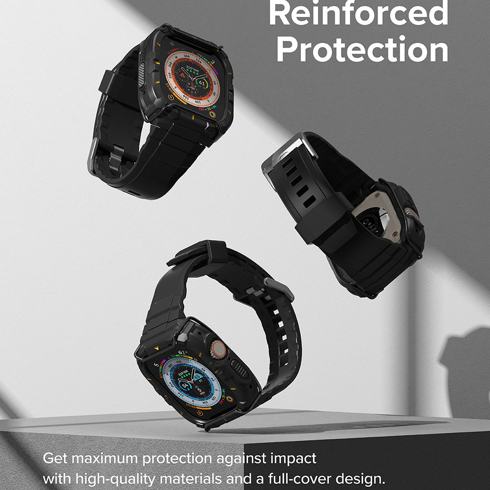 Picture of Apple Watch 49mm Ultra 2 Case | Ringke Fusion X Guard Protection Case Strap Band for Apple Watch Ultra 49mm (Black Yellow Index Wired)