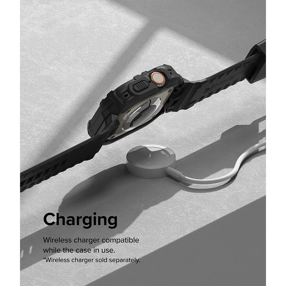 Picture of Apple Watch 49mm	Ultra 3 Case | Ringke Fusion X Guard Protection Case Strap Band for Apple Watch Ultra 49mm (White Black Index)