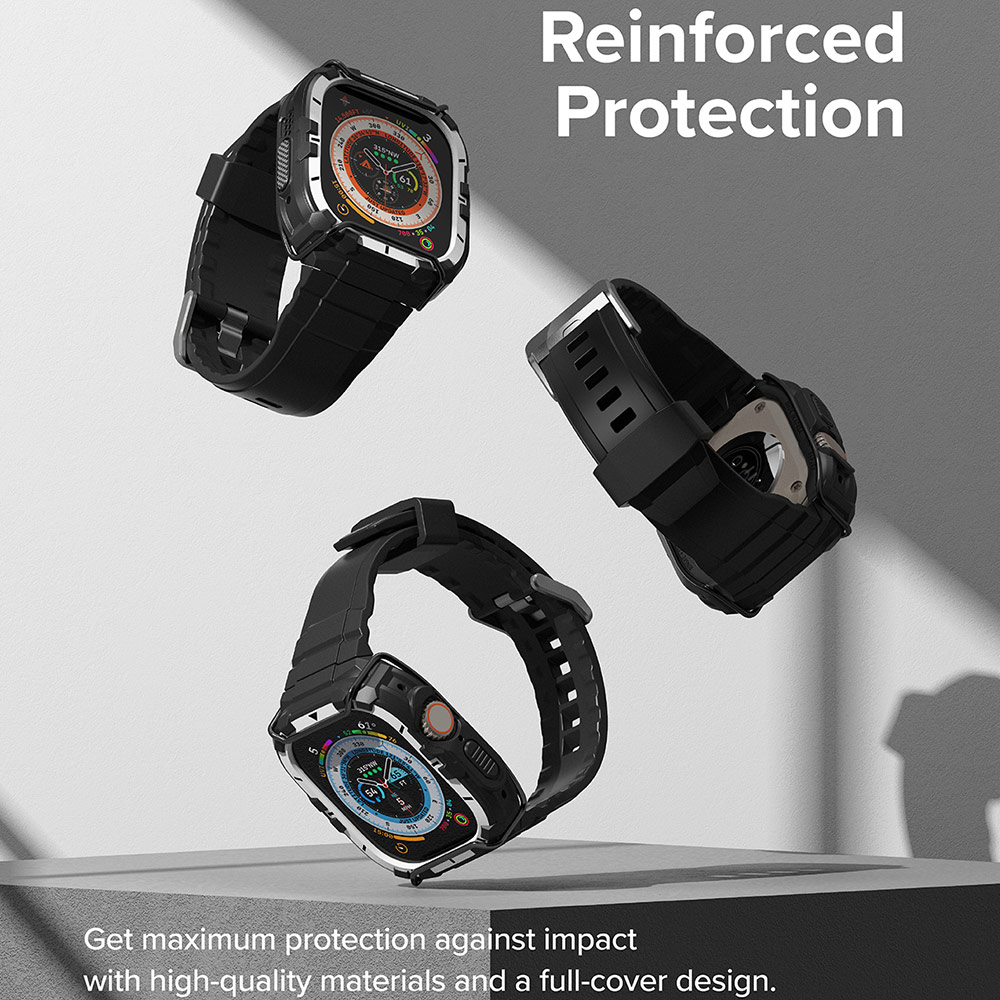 Picture of Apple Watch 49mm	Ultra 3 Case | Ringke Fusion X Guard Protection Case Strap Band for Apple Watch Ultra 49mm (White Black Index Wired)