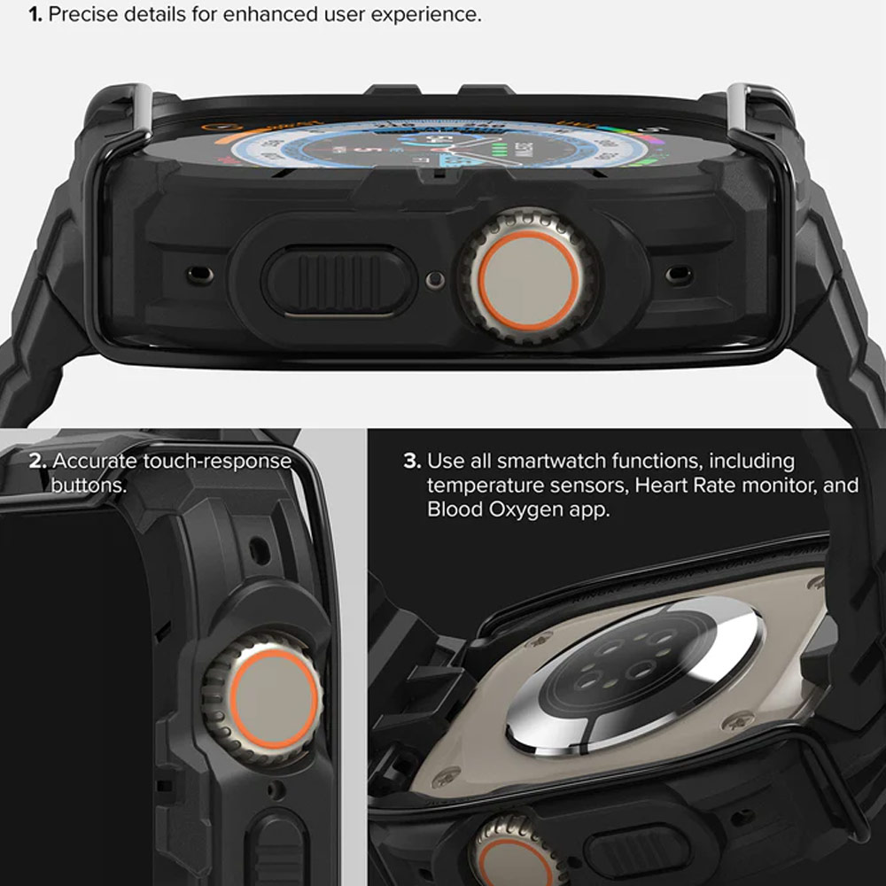 Picture of Apple Watch 49mm Ultra 3 Case | Ringke Fusion X Guard Wired Version Sporty Case and Strap for Apple Watch Series 8 49mm Ultra Case (Wired Black)
