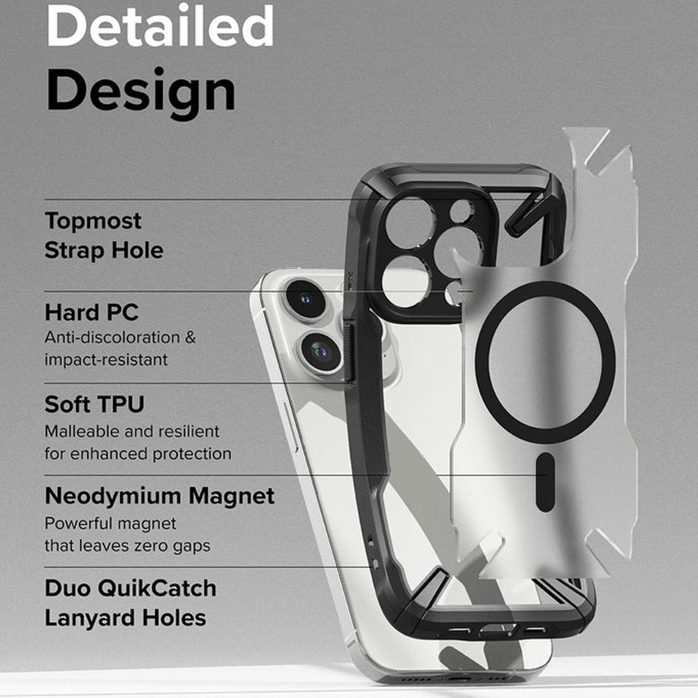 Picture of Apple iPhone 15 Pro Max 6.7 Case | Ringke Fusion X Magnetic Anti Yellow Back Plate Drop Protection Case for iPhone 15 Pro Max 6.7 (Matte Black)