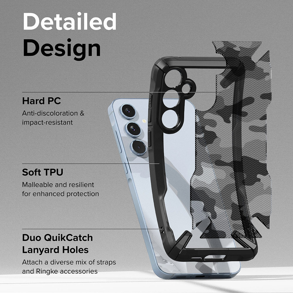 Picture of Samsung Galaxy A55 Case | Ringke Fusion X Drop Protection Case for Samsung Galaxy A55 Case (Black Camo)