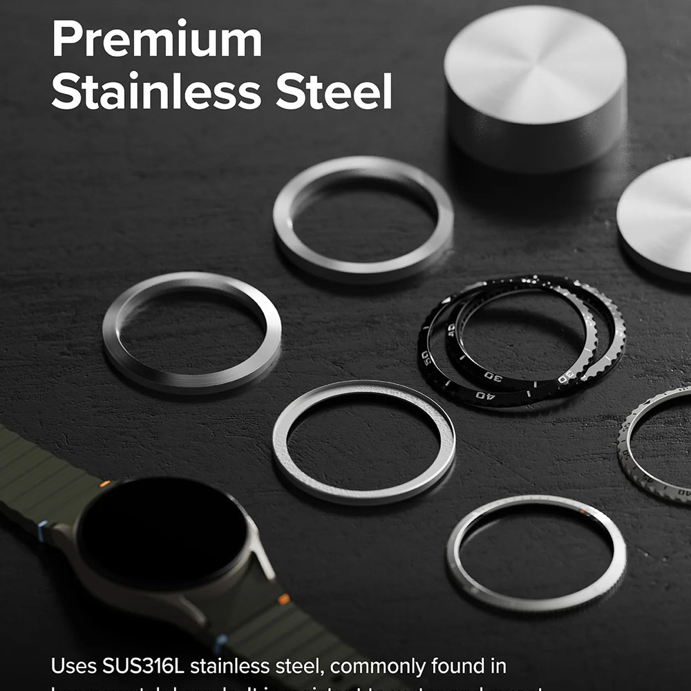 Picture of Samsung Galaxy Watch 7 40mm Screen Protector | Ringke Bezel Styling and Tempered Glass Screen Protector for Samsung Galaxy Watch 7 40mm (Silver 40-01 )