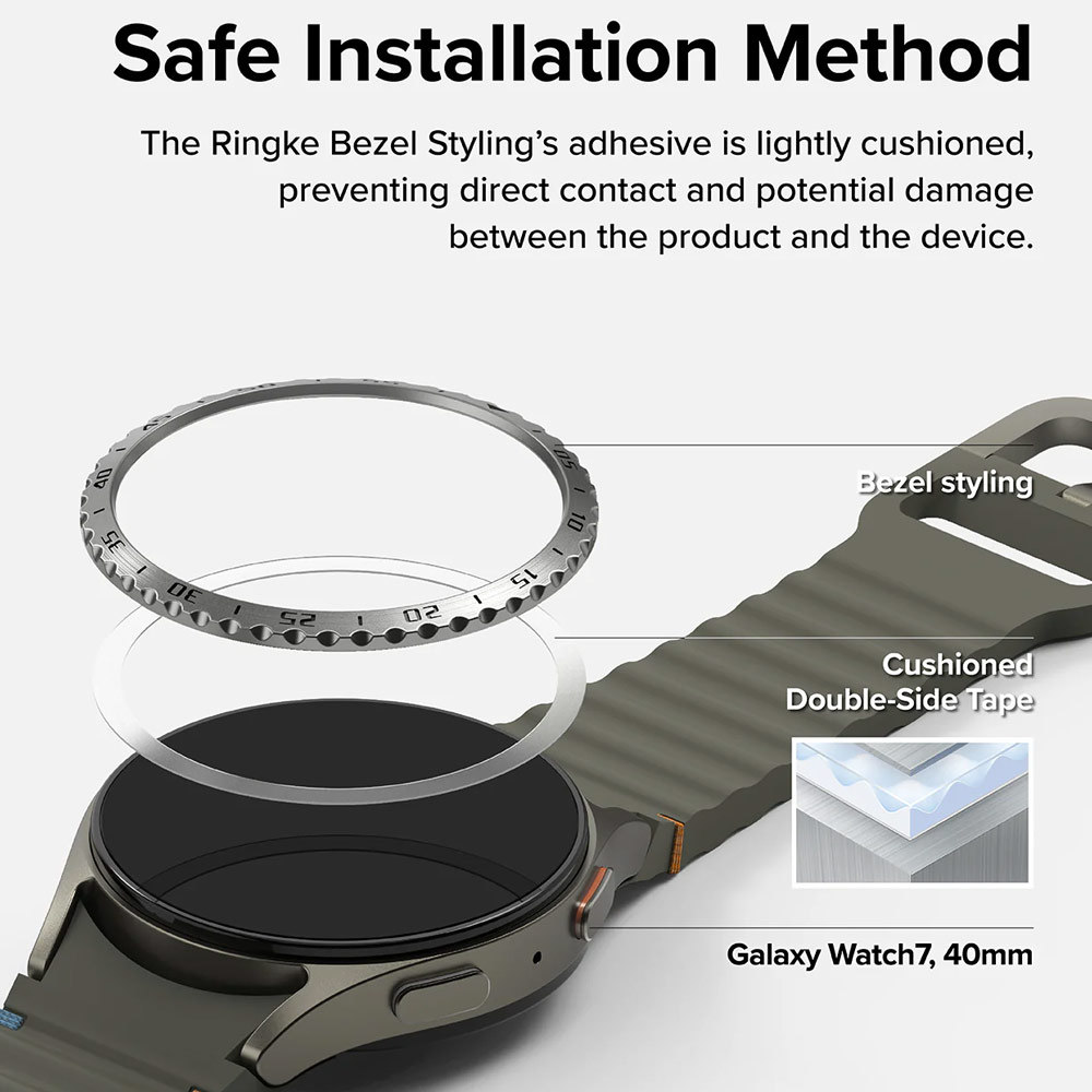 Picture of Samsung Galaxy Watch 7 40mm Screen Protector | Ringke Bezel Styling and Tempered Glass Screen Protector for Samsung Galaxy Watch 7 40mm (Silver 40-01 )