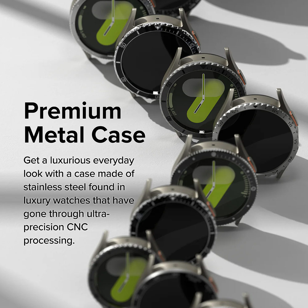 Picture of Samsung Galaxy Watch 7 44mm Screen Protector | Ringke Bezel Styling and Tempered Glass Screen Protector for Samsung Galaxy Watch 7 44mm (Silver 44-03 )