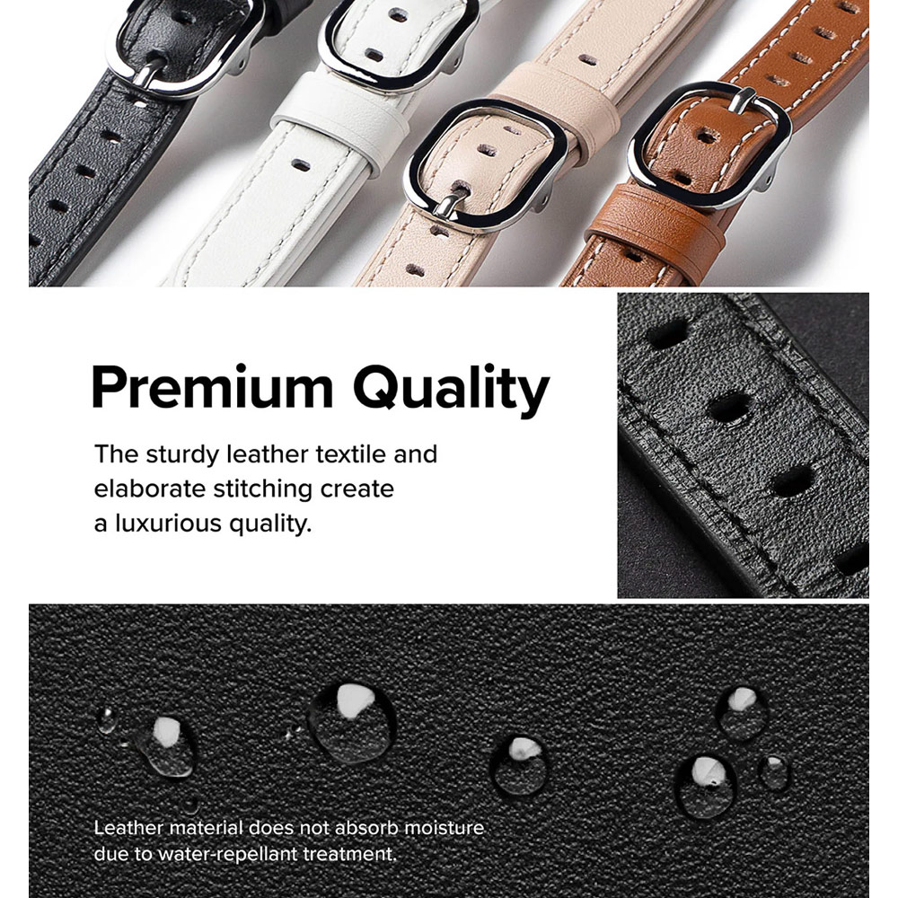 Picture of Apple Watch 38mm  | Ringke Genuine Leather One Slim Strap for Apple Watch Series 4 5 6 8 9 41mm 40mm 38mm (Black)