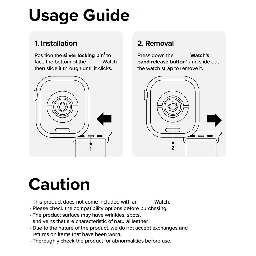 Picture of Apple Watch 38mm  | Ringke Genuine Leather One Slim Strap for Apple Watch Series 4 5 6 8 9 41mm 40mm 38mm (Black)