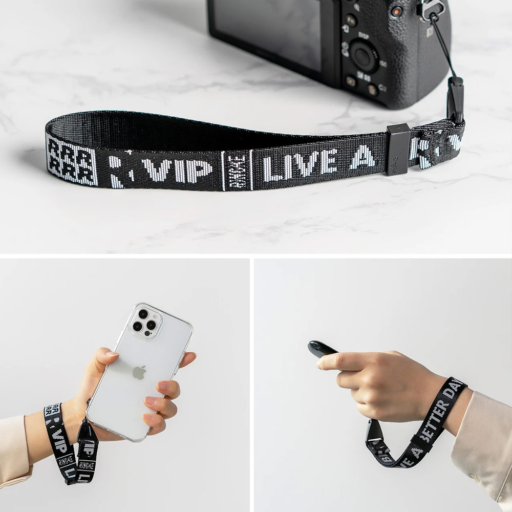 Picture of Ringke Hand Strap Smartphone Case Strap Camera Strap Key Ring Strap Airpods Pro Strap (Lettering Ticket Band 2 Black)