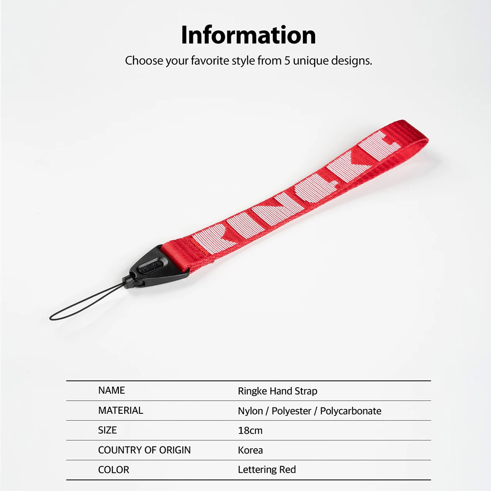 Picture of Ringke Hand Strap Smartphone Case Strap Camera Strap Key Ring Strap Airpods Pro Strap (Lettering Red)