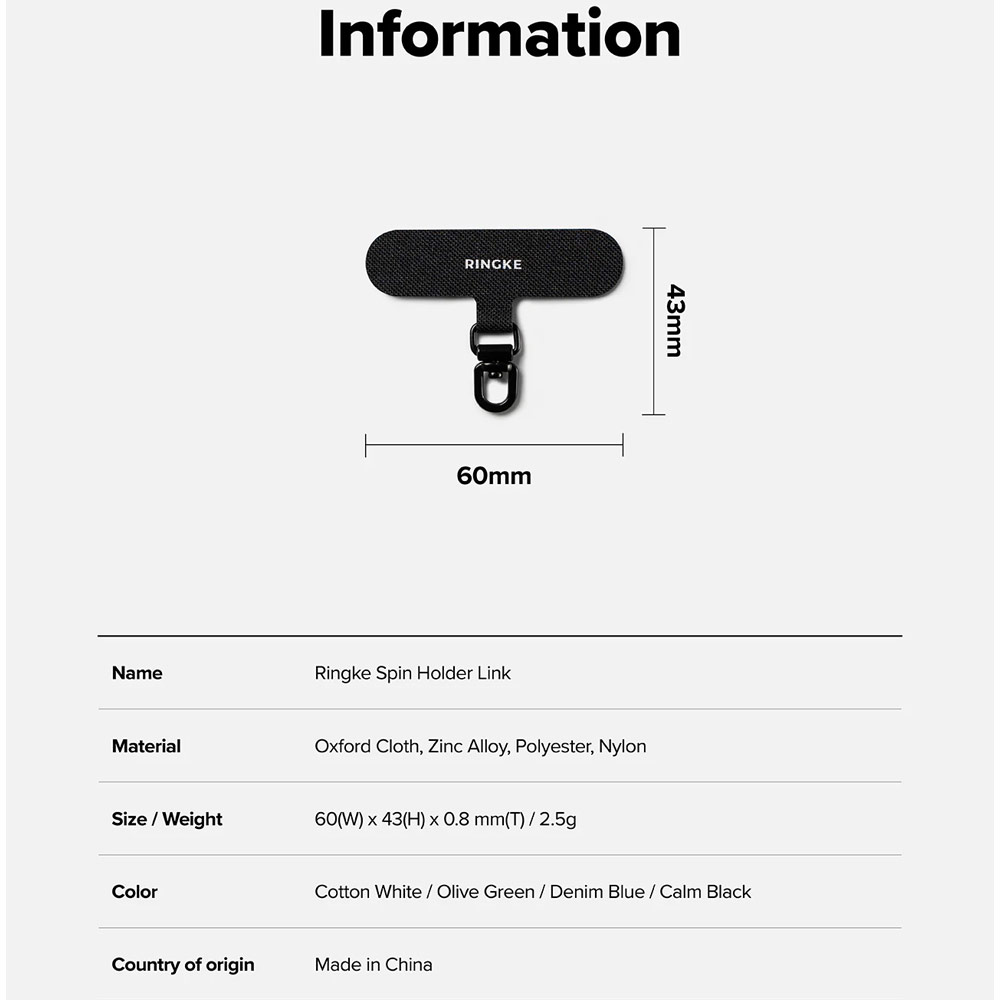 Picture of Ringke Holder Link Spin T Shape for Strap (Calm Black)