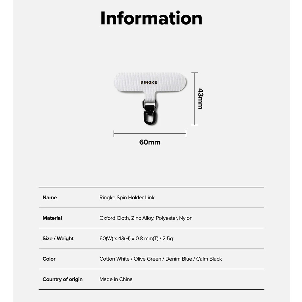 Picture of Ringke Holder Link Spin T Shape for Strap (Cotton White)