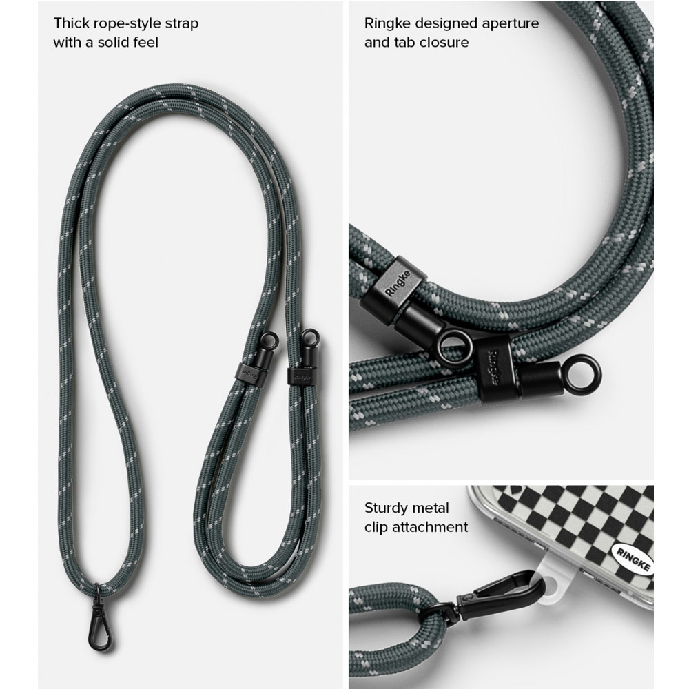Picture of Ringke Shoulder Strap Design Holder Link Rope Lanyard for Phone case (Focus Design Charcoal Gray Rope)