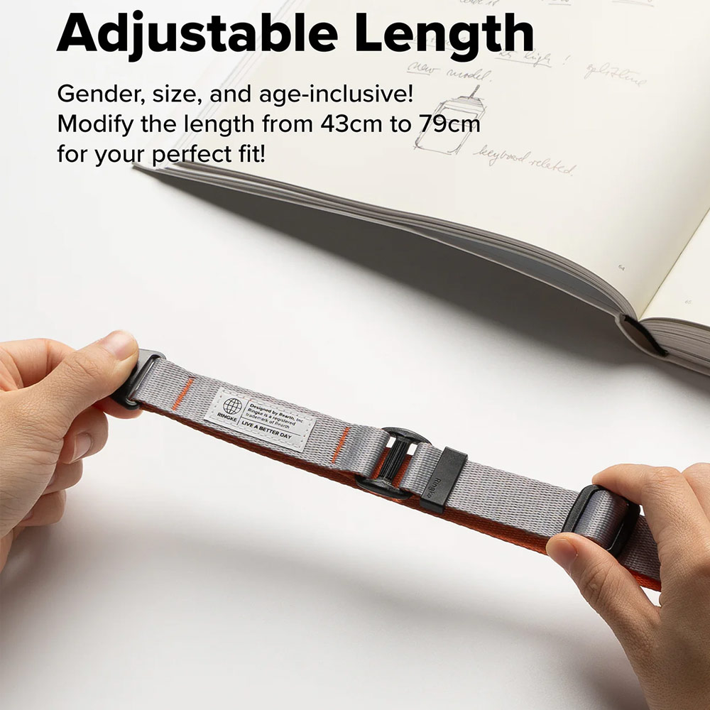 Picture of Ringke High density polyester Lanyard strap Shoulder Strap for Perfect for daily use traveling hiking smartphone Jisulife Portable Handheld Fan Strap (Ash Orange)