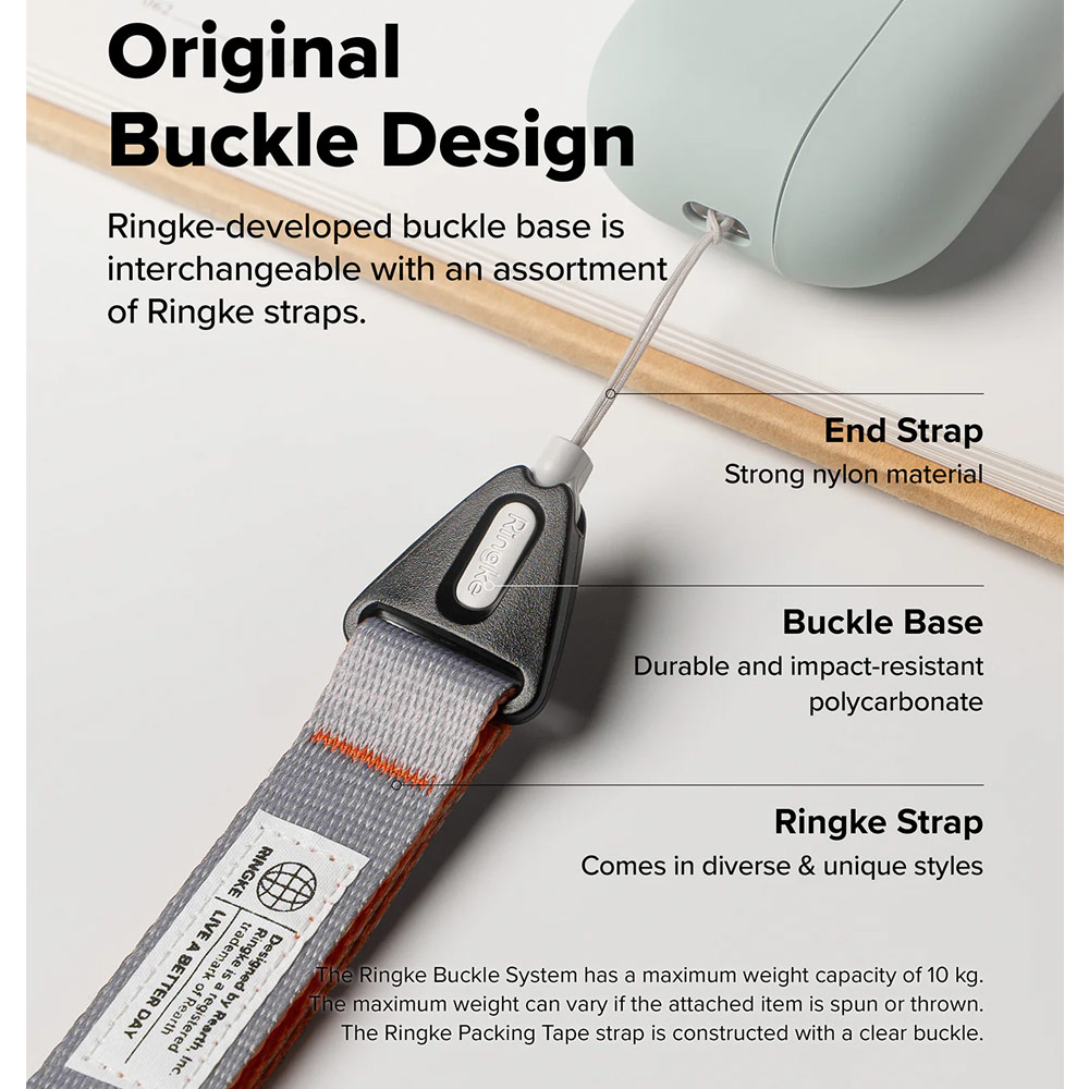 Picture of Ringke High density polyester Lanyard strap Shoulder Strap for Perfect for daily use traveling hiking smartphone Jisulife Portable Handheld Fan Strap (Ash Orange)