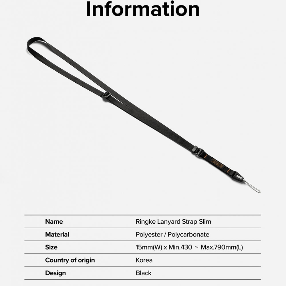 Picture of Ringke High density polyester Lanyard Strap Slim (Black)