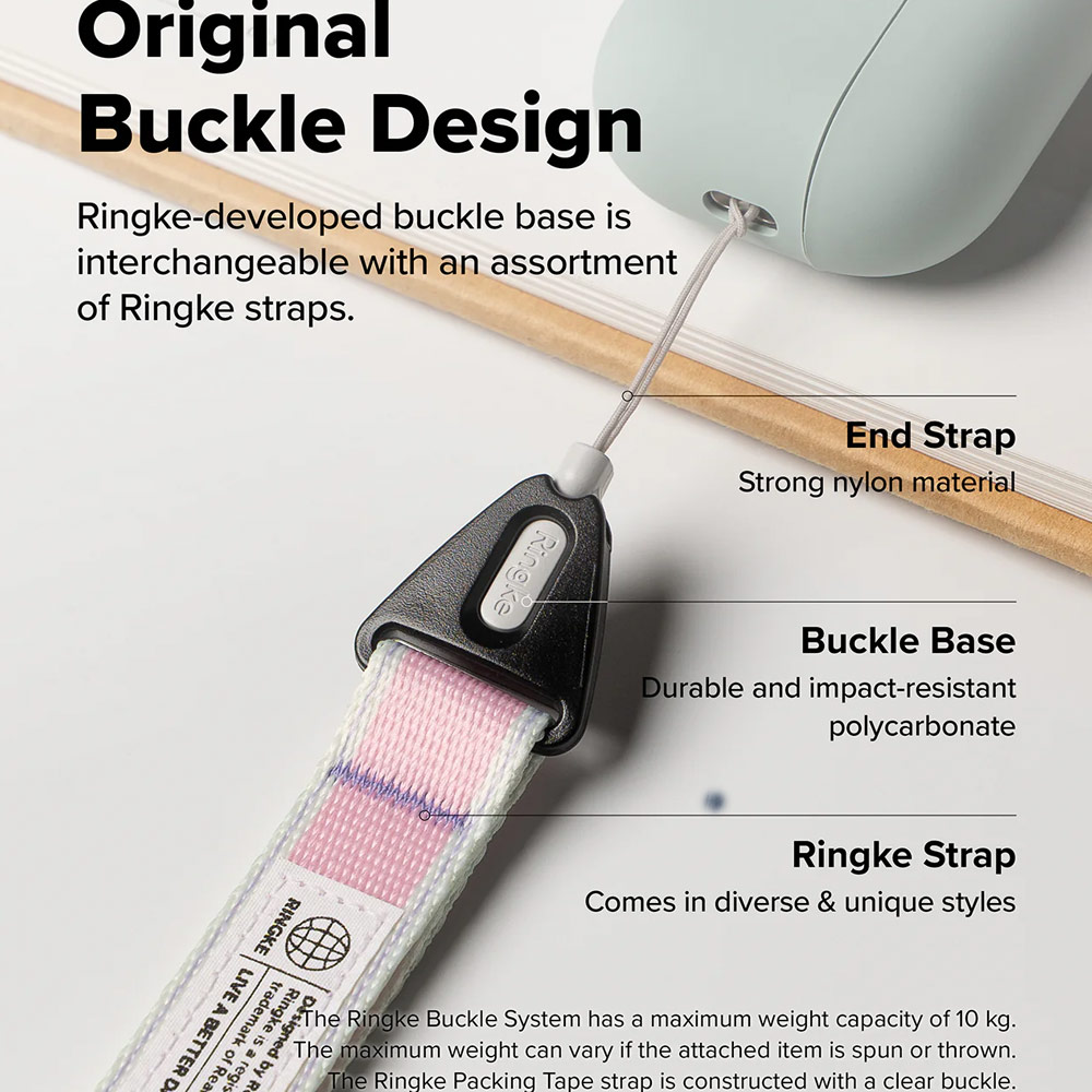 Picture of Ringke High density polyester Lanyard strap Shoulder Strap for Perfect for daily use traveling hiking smartphone Portable Handheld Fan Strap (Stripe Pink)