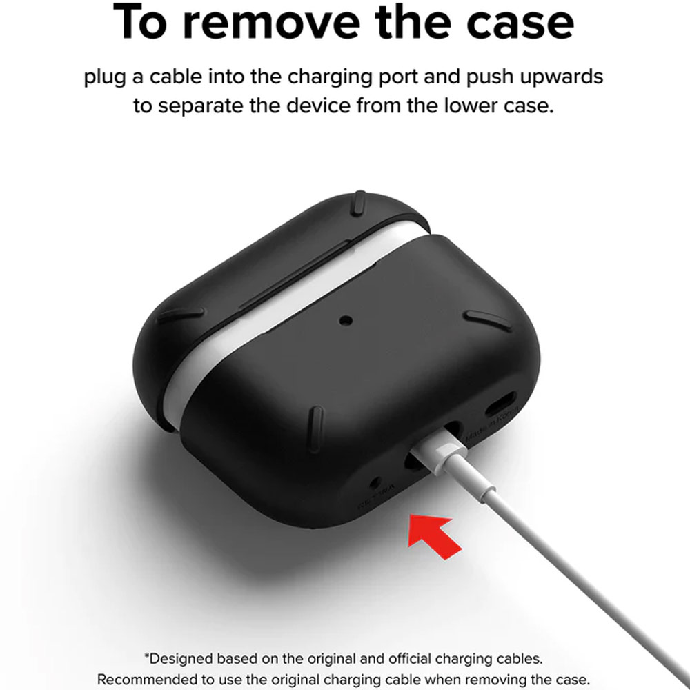 Picture of Apple Airpods Pro 2 Case | Ringke Layered Hard Protective Protection Case with Carabiner for Apple Airpods Pro 2 (Black)