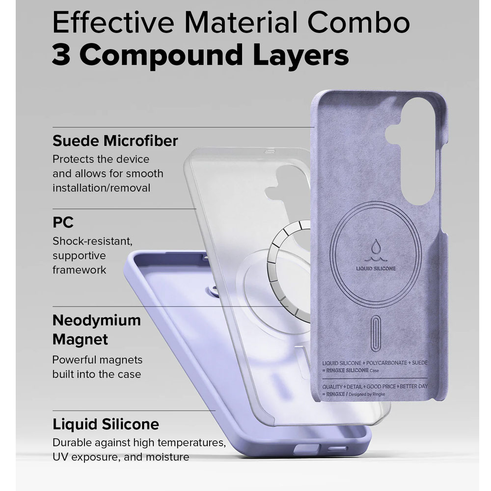 Picture of Samsung Galaxy S25 Plus Case | Ringke Soft Liquid Silicone Case with Magnetic Ring Protection Case for Samsung Galaxy S25 Plus (Lavender)