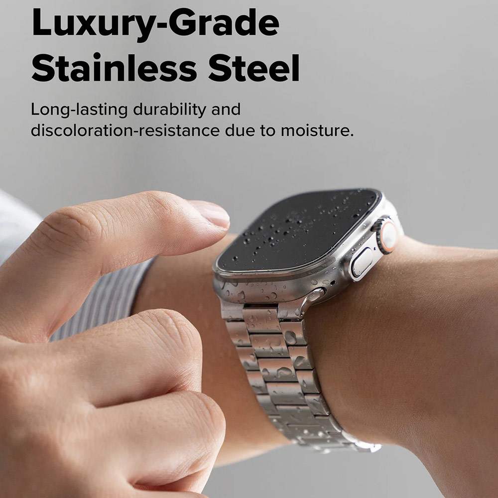 Picture of Apple Watch 10 46mm | Ringke Stainless Steel Metal One Air Band Strap for Apple Watch Series 4 5 6 8 42mm 44mm 45mm 46mm 49mm Ultra (Silver)