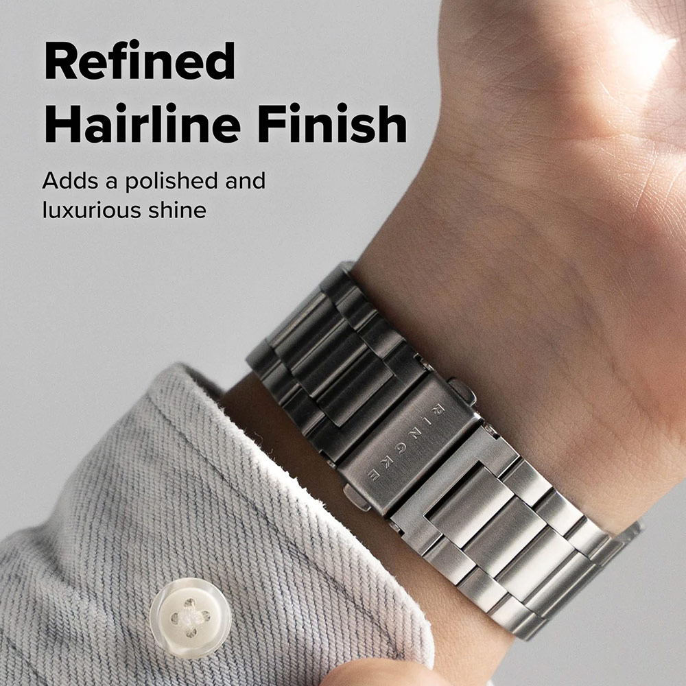 Picture of Apple Watch 10 46mm | Ringke Stainless Steel Metal One Air Band Strap for Apple Watch Series 4 5 6 8 42mm 44mm 45mm 46mm 49mm Ultra (Silver)