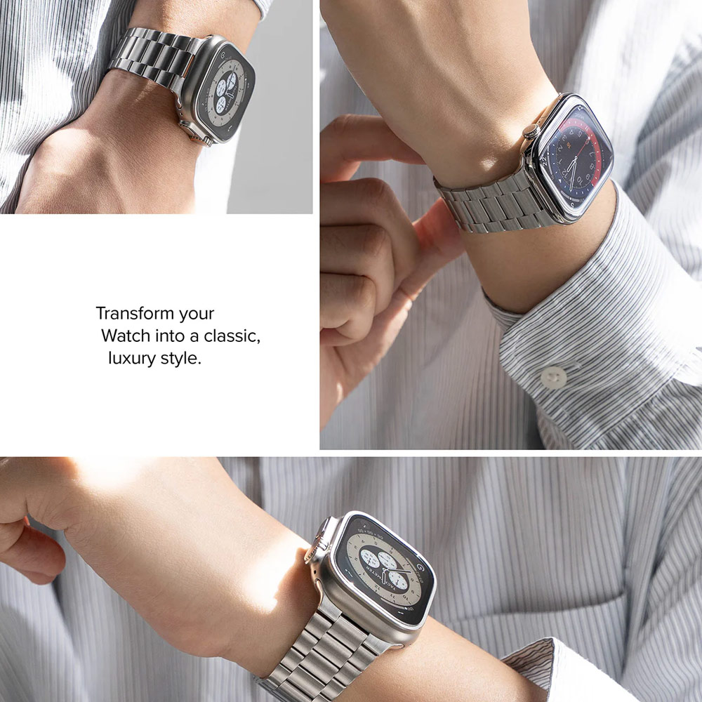 Picture of Apple Watch 10 46mm | Ringke Stainless Steel Metal One Air Band Strap for Apple Watch Series 4 5 6 8 42mm 44mm 45mm 46mm 49mm Ultra (Silver)