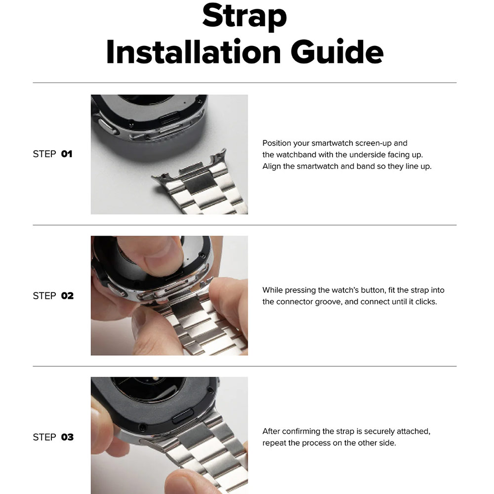 Picture of Samsung Galaxy Watch 8 40mm | Ringke Stainless Steel Metal One Air Band Strap for Galaxy Watch 8 40mm 8 Classic 47mm (Silver)