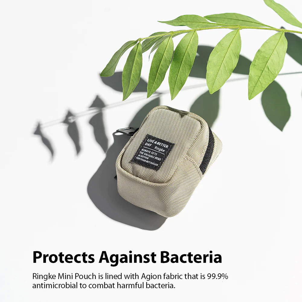 Picture of Ringke Mini Pouch Block Bag Miniature with Zipper Closure with Carabiner for Small Gadgets (Black)