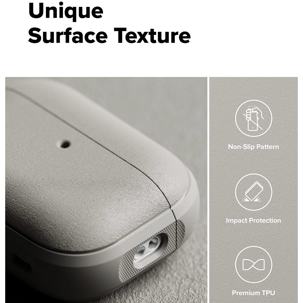 Picture of Apple Airpods Pro 3 Case | Ringke Onyx Magnetic Protective Protection Rugged Case with Carabiner for Apple Airpods Pro 3 (Warm Gray)