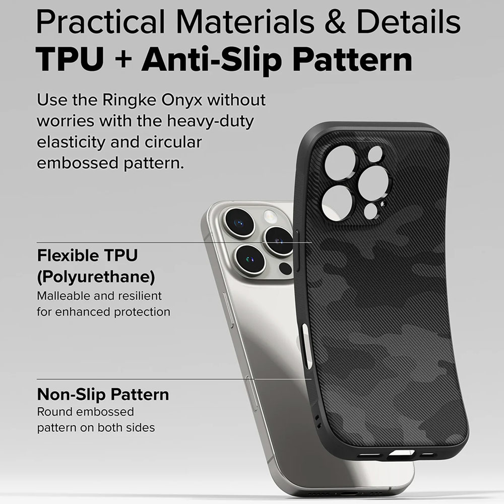 Picture of Apple iPhone 16 Pro Max 6.9 Case | Ringke Onyx Design Tough Heavy Duty Slim Light Drop Protection Case for Apple iPhone 16 Pro Max 6.9 (Camo Black)