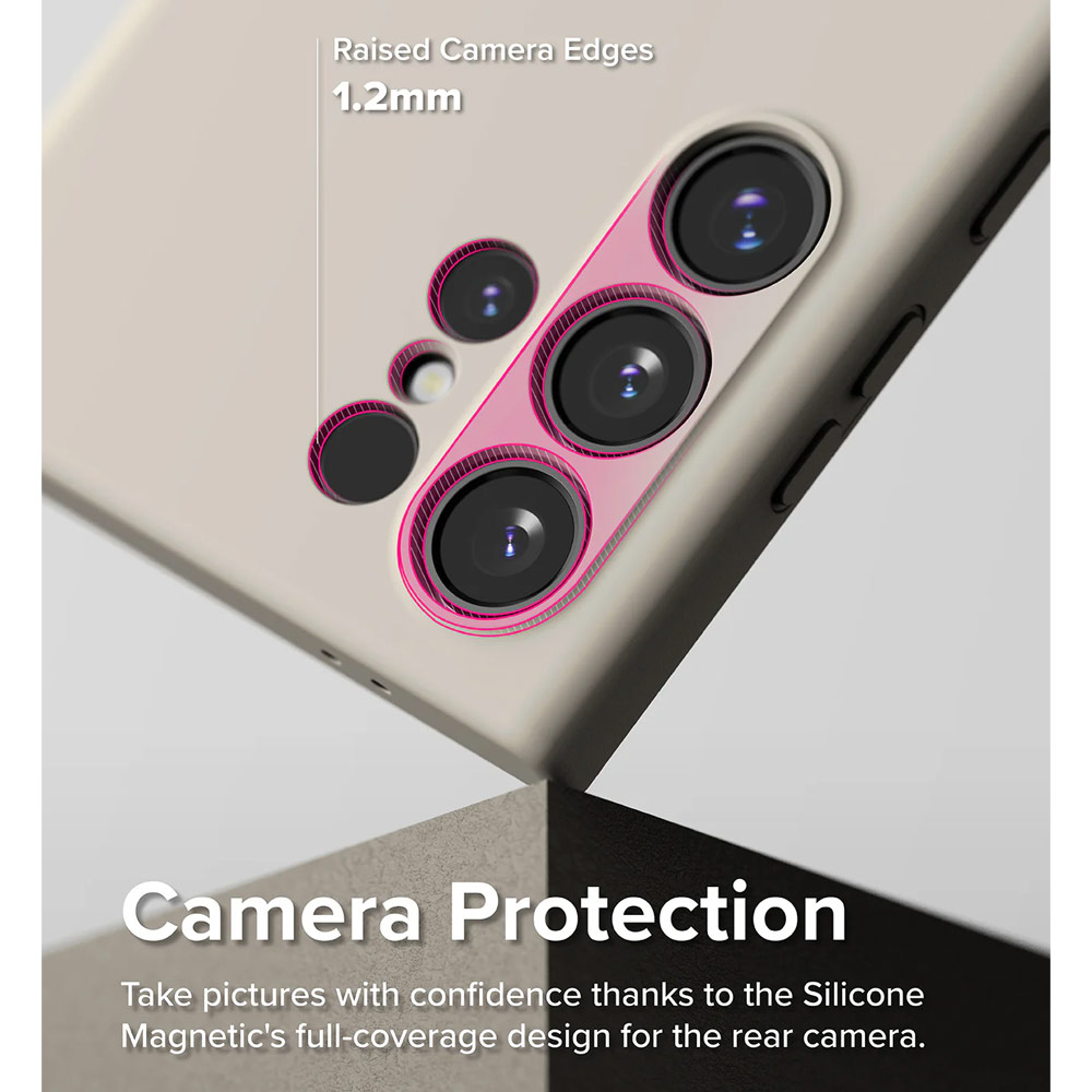 Picture of Samsung Galaxy S24 Ultra Case | Ringke Soft Liquid Silicone Case with Magnetic Ring Protection Case for Samsung Galaxy S24 Ultra (Stone)