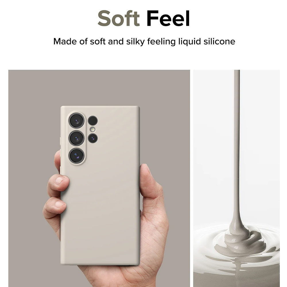 Picture of Samsung Galaxy S24 Ultra Case | Ringke Soft Liquid Silicone Case with Magnetic Ring Protection Case for Samsung Galaxy S24 Ultra (Stone)