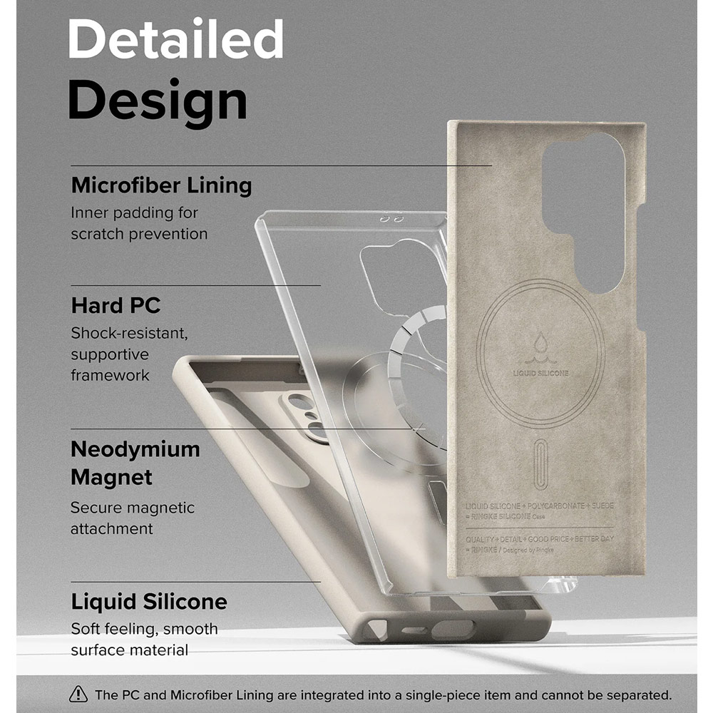 Picture of Samsung Galaxy S24 Ultra Case | Ringke Soft Liquid Silicone Case with Magnetic Ring Protection Case for Samsung Galaxy S24 Ultra (Stone)