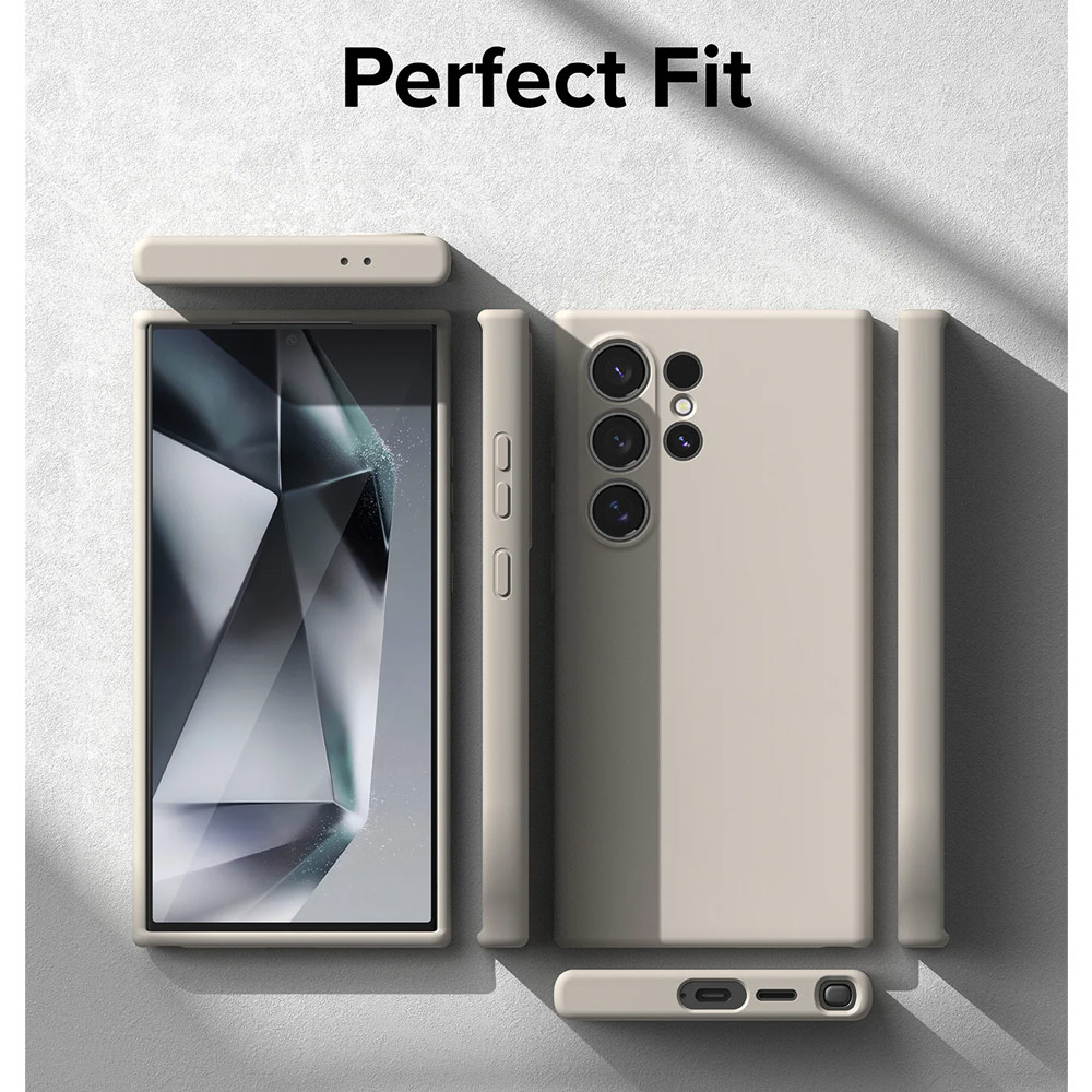 Picture of Samsung Galaxy S24 Ultra Case | Ringke Soft Liquid Silicone Case with Magnetic Ring Protection Case for Samsung Galaxy S24 Ultra (Stone)