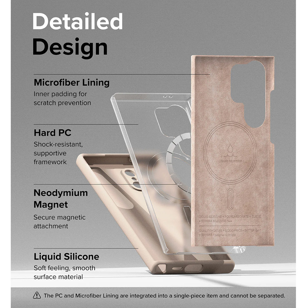 Picture of Samsung Galaxy S24 Ultra Case | Ringke Soft Liquid Silicone Case with Magnetic Ring Protection Case for Samsung Galaxy S24 Ultra (Pink Sand)