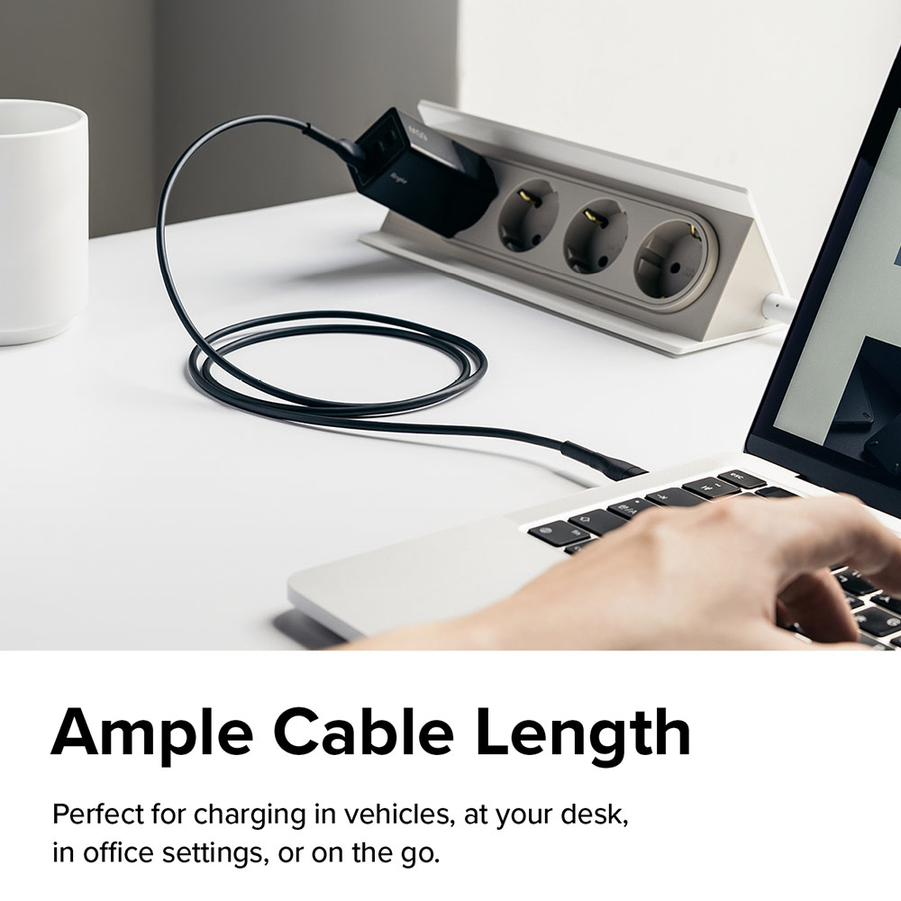 Picture of Ringke Pastel TPE Durable Cable with Cable Tie Organizer 2.4A Fast Charge USB A to Lightning (Black 120cm)