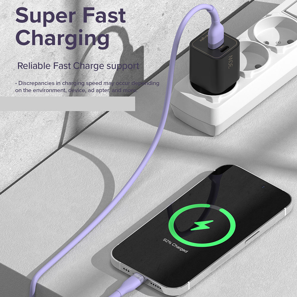 Picture of Ringke Pastel TPE Durable Cable with Cable Tie Organizer 20W Fast Charge USB C to Lightning (Purple 120cm)