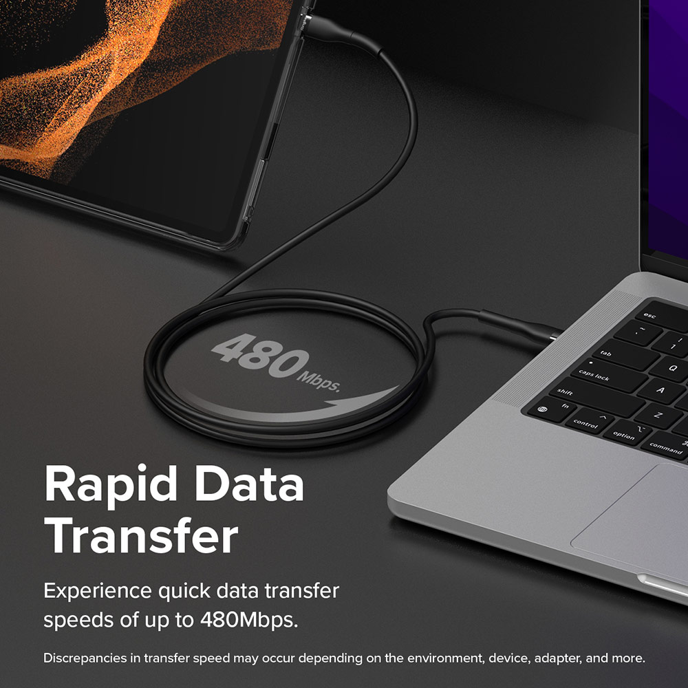 Picture of Ringke Pastel TPE Durable Cable with Cable Tie Organizer 20W Fast Charge USB C to Lightning (Black 120cm)