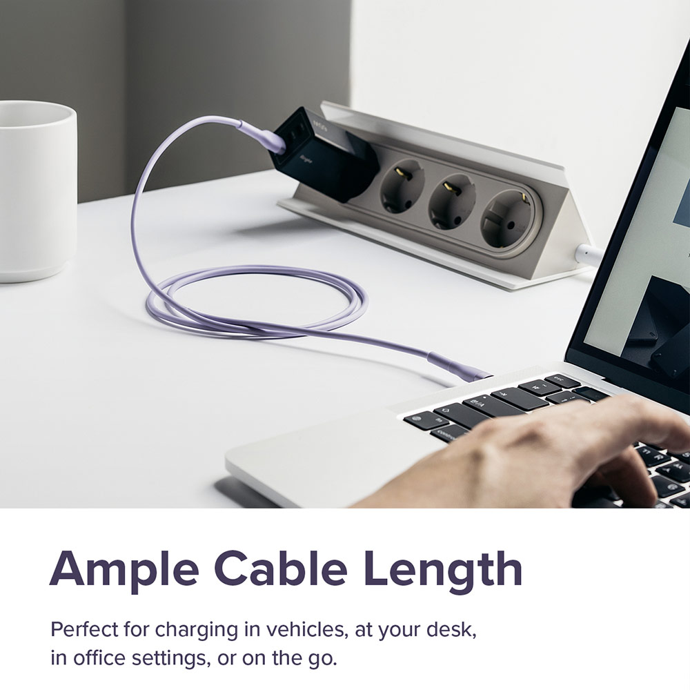 Picture of Ringke Pastel TPE Durable Cable with Cable Tie Organizer 3A Max 60W Fast Charge USB C to Type C (Purple 120cm)