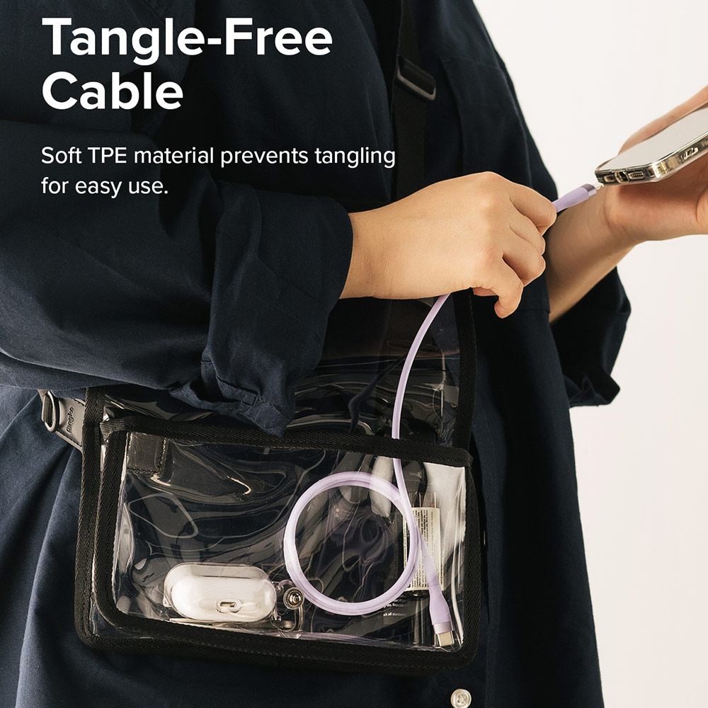 Picture of Ringke Pastel TPE Durable Cable with Cable Tie Organizer 3A Max 60W Fast Charge USB C to Type C (Purple 120cm)